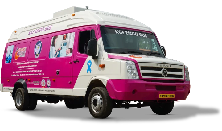 KGF Endobus mobile gastro screening unit by Dr. G. Viswanathan Group of Hospitals Pvt. Ltd. for early cancer detection and endoscopy services